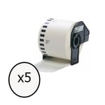 Pack x 5: Q-Nomic DK-22223 Cinta continua | Papel | Multipropósito | 50mmx30,48M | QNB-DK-22223