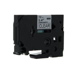 Q-Nomic TZe-S131 cinta súper adhesiva 12mm texto negro sobre transparente (8M) | QNTZe-S131