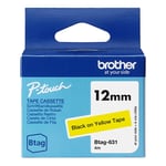 Brother Btag-631 cinta no laminada negro sobre amarillo 12 mm | BROBTAG631