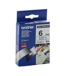Brother TZEN211 cinta no laminada negra sobre blanco 6mm | BROTZEN211
