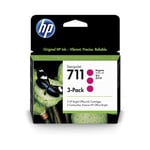 HP 711 (CZ135A) Pack ahorro 3 cartuchos de tinta magenta | HPB-CZ135A_R