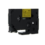 Q-Nomic TZe-S621 Cinta negro sobre amarillo extra fijación (9mm X 8m) | QNTZe-S621
