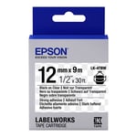 Epson LK-4TBW Cinta negro sobre transparente extra fijación 12mm (C53S654015) | EPSLK-4TBW