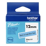 Brother Btag-L31 cinta no laminada negro sobre azul claro 12 mm | BROBTAGL31
