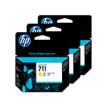 HP 711 (CZ136A) Pack 3 cartuchos de tinta amarillo | HPB-CZ136A