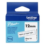 Brother Btag-131 cinta no laminada negro sobre transparente 12 mm | BROBTAG131