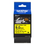 Brother HSe-621E cinta de tubo termocontraíble negro sobre amarillo 9 mm | BROHSE621E