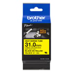 Brother HSe-661E cinta de tubo termocontraíble negro sobre amarillo 31 mm | BROHSE661E