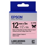 Epson LK-4PBK Cinta satinada negro sobre rosa 12mm (C53S654031) | EPSLK-4PBK