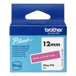 Brother Btag-P35 cinta no laminada blanco sobre rosa 12 mm | BROBTAGP35