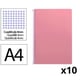 Pack 10x Cuaderno Espiral Folio | Cuadrícula 4mm | 75g | Tapa Blanda | Rosa