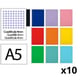 Pack 10x Cuaderno Espiral A5 | Cuadrícula 4mm | 75g | Tapa Blanda | Surtido de colores