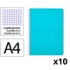 Pack 10x Cuaderno Espiral Folio | Cuadrícula 4mm | 90g | Tapa Dura | celeste