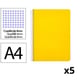 Pack 5x Cuaderno Espiral Folio | Cuadrícula 4mm | 90g | Tapa Dura | amarillo