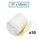 Pack 10x Rollo Papel Autocopia 57x65x12mm (Papel Térmico) | QNB-PA5765x10