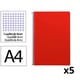 Pack 5x Cuaderno Espiral Folio | Cuadrícula 4mm | 75g | Tapa Blanda | Rojo