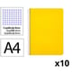Pack 10x Cuaderno Espiral Folio | Cuadrícula 4mm | 90g | Tapa Dura | amarillo