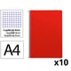Pack 10x Cuaderno Espiral Folio | Cuadrícula 4mm | 75g | Tapa Blanda | Rojo
