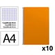 Pack 10x Cuaderno Espiral Folio | Cuadrícula 4mm | 75g | Tapa Blanda | Naranja