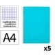 Pack 5x Cuaderno Espiral Folio | Cuadrícula 4mm | 90g | Tapa Dura | celeste