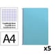 Pack 5x Cuaderno Espiral Folio | Cuadrícula 4mm | 75g | Tapa Blanda | Celeste