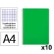 Pack 10x Cuaderno Espiral Folio | Cuadrícula 4mm | 90g  | Tapa Dura | verde