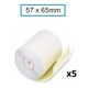 Pack 5x Rollo Papel Autocopia 57x65x12mm (Papel Térmico) | QNB-PA5765x5