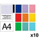 Pack 10x Cuaderno Espiral Folio | Cuadrícula 4mm | 75g | Tapa Blanda | Surtido de colores