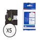 Brother TZe-FA3 cinta para la ropa 12mm texto azul sobre blanco (3M) (Pack 5 Unidades) | BRB-ZEFA3