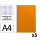 Pack 5x Cuaderno Espiral Folio | Cuadrícula 4mm | 75g | Tapa Blanda | Naranja
