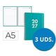 Pack 3 Agendas 2027 A5 espiral día vista | Turquesas