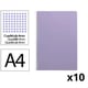 Pack 10x Cuaderno Espiral Folio | Cuadrícula 4mm | 75g | Tapa Blanda | Violeta