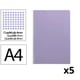 Pack 5x Cuaderno Espiral Folio | Cuadrícula 4mm | 75g | Tapa Blanda | Violeta