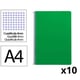 Pack 10x Cuaderno Espiral Folio | Cuadrícula 4mm | 75g | Tapa Blanda | Verde