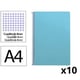 Pack 10x Cuaderno Espiral Folio | Cuadrícula 4mm | 75g | Tapa Blanda | Celeste