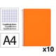 Pack 10x Cuaderno Espiral Folio | Cuadrícula 4mm | 90g | Tapa Dura | naranja
