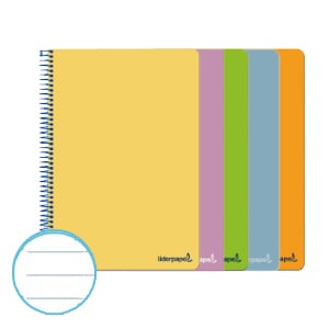 PACK x5: Cuaderno Espiral Folio | 80H | Rayado Horizontal | Tapa Dura | 75gr (Surtidos)