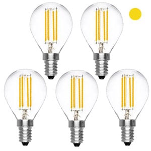 Pack x5: Bombilla LED E14 | Filamento | Luz cálida | 4W | 2000K