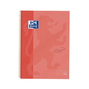 Cuaderno Espiral Oxford | Cuadricula 5mm | Tapa extradura | Rojo coral