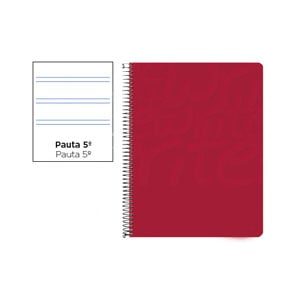 Cuaderno Espiral Folio | 80H | Pautado 2.5mm | Tapa Blanda | 75gr | Rojo
