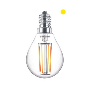 Bombilla Philips LED E14  | Filamento | Luz cálida | 4.3W | 2700K