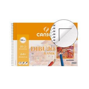 Bloc de dibujo espiral Folio | 20H | Papel Blanco Natural | 130 gr