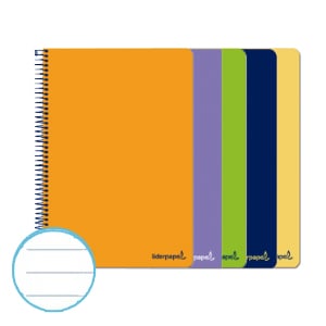 PACK x5: Cuaderno Espiral Folio | 80H | Rayado Horizontal | Tapa Blanda | 60gr (Surtidos)