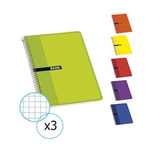 Pack x3: Libreta Enri A7 | 48H | Cuadrícula 4mm |Tapa Blanda | 60gr