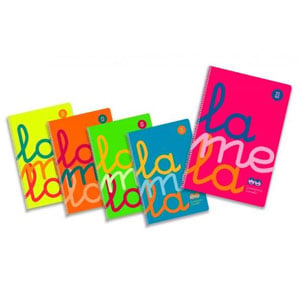 Pack 5x Cuaderno espiral Lamela Folio | 80h | Cuadrícula 4mm | 90gr | Colores surtidos