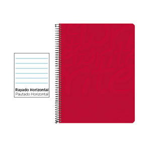 Cuaderno Espiral Folio | 80H | Rayado Horizontal | Tapa Blanda | 60gr | Rojo