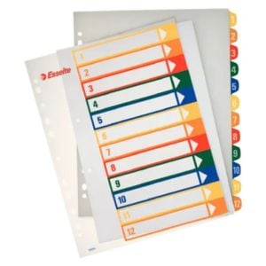 Esselte Índice de proyectos imprimible | A4 1-12 Multicolor