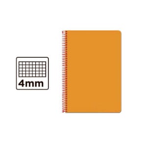 Cuaderno Espiral A5 | 80H | Cuadrícula 4mm | Tapa Dura | Naranja