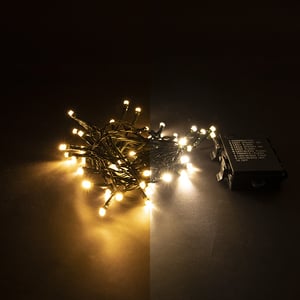 Luces de navidad de 3,9 metros con pilas | Blanco extra cálido y blanco cálido | 48 luces LED con temporizador