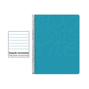 Cuaderno Espiral Folio | 80H | Rayado Horizontal | Tapa Blanda | 60gr | Turquesa